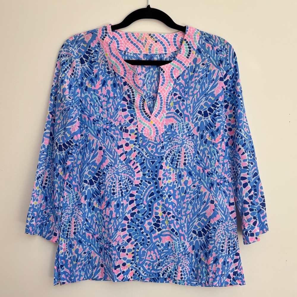 EUC, Lilly Pulitzer, Cotton Colorful Caftan Shirt, women's S